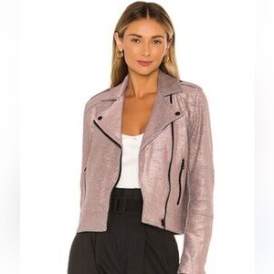 cupcakes & cashmere  Hollister Metallic Knit Moto Jacket in Pale Mauve XS